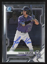 Terrin Vavra Signed 2021 Bowman Prospects Chrome Card #BP-100 Colorado Rockies 5