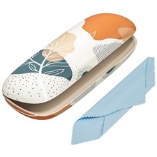 NPOOYI Eyeglasses Case, Hard Shell Protective 6 x 2 x 1.34 Inch, Boho Leaf