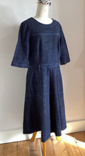 Toast Denim Dress 10 Chest 34in Fit & Flare Style Dark Indigo
