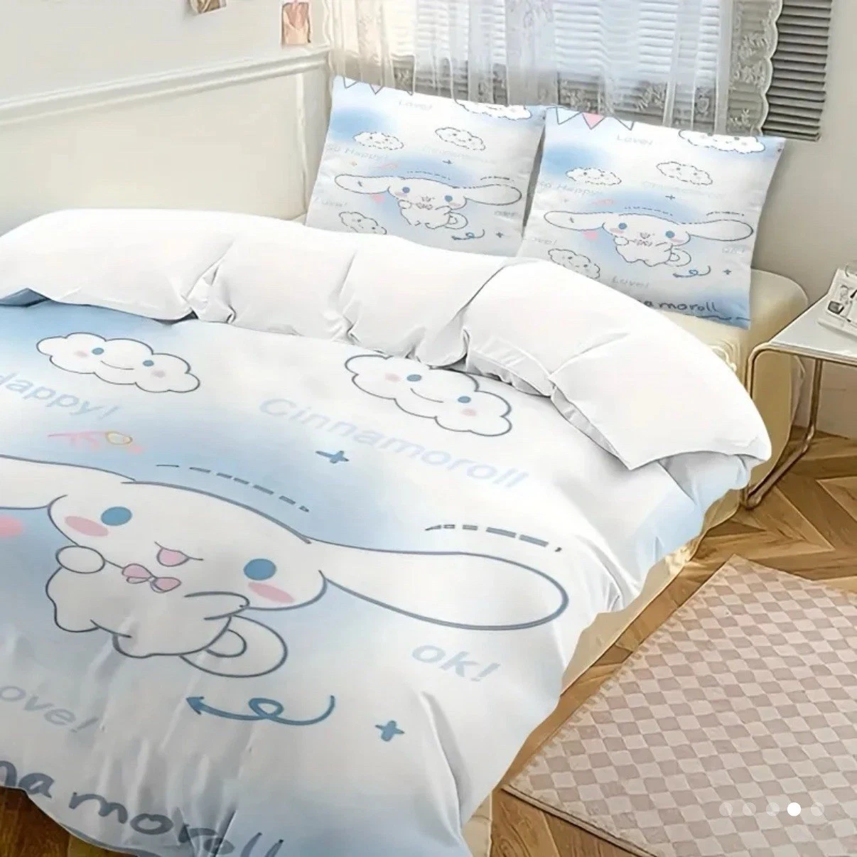 Cinnamoroll Bedding Set Blue Sanrio Full Duvet Cover & Pillowcases