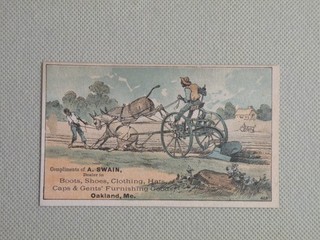 VTC for Stock Card for Dealer of Mens Clothes Image Black Men Plowing 1890's