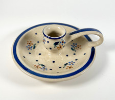 Hand Painted Ceramic Chamberstick Candle Holder Floral Germany KIL Taper EUC