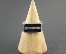 32pcs Wholesale Bulk Lots Fashion Jewelry Clear Rhinestone Black Enamel Rings