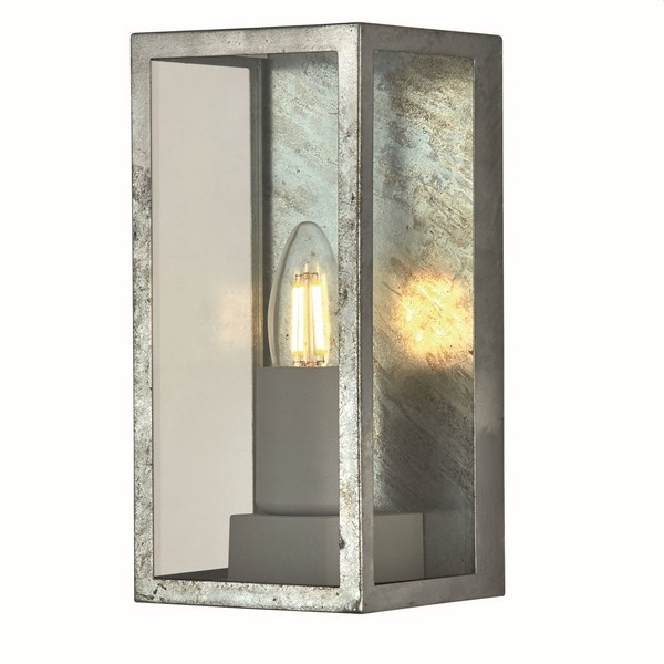 AußEnlampe Wand AußEnleuchte E27 IP44 In Silber Hof Haus Glas Metall Modern Box-image