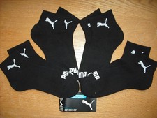 Mens/Womens NWT PUMA 2" Ankle Socks 4prs Black Cushioned Arch Suppt SOFT Sz:M-L