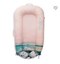Dockatot Deluxe Lounger Cover ‘Catalina’ Pink And Waves Pre Owned