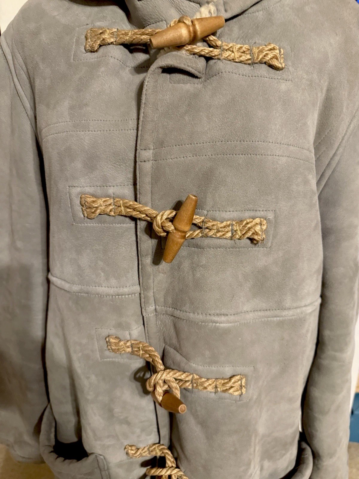 POLO by RALPH LAUREN Grey Shearling Hooded Duffel Coat SIZE MEDIUM EUC image 4