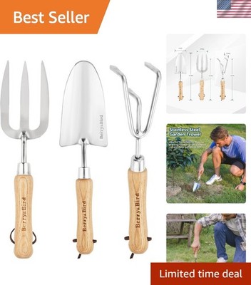 Garden Tool Set 3 Pieces Stainless Steel Heavy Duty Gardening Kit Includes Ha...