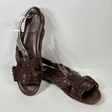 Frye Jacey Huarache Sandals Womens 11B Brown Leather Slingback Woven Open Toe 11
