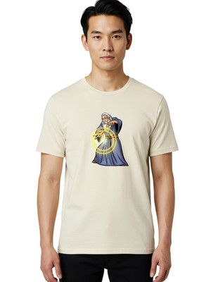 Wizard-With-Orb Mens Graphic Tee, 100% Cotton, Casual Summer Wear