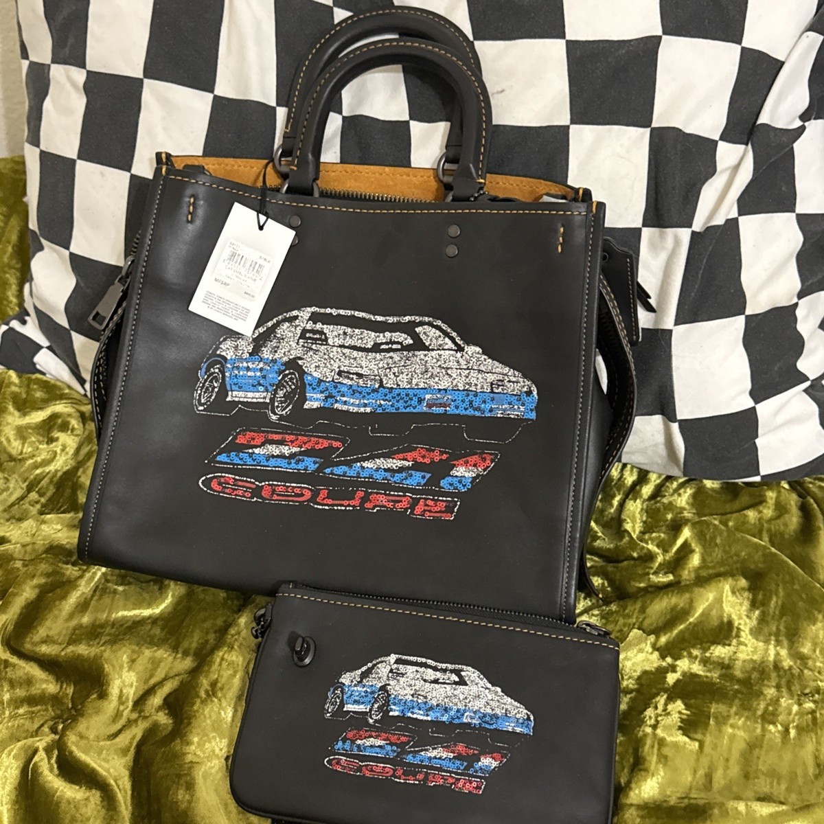 【1941コレクション 】COACH コーチ ダコタサッチェルトートバッグ 黒 Coach 1941 Handbag, Purse, Tote. Black Leather & Vinyl with Silver