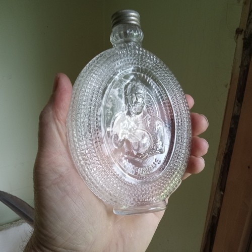 RARE COLUMBUS HOLDING GLOBE 1893 COLUMBIAN EXPO WORLD'S FAIR WHISKEY FLASK w/LID
