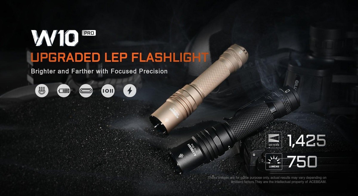 Acebeam W10 Pro LEP Rechargeable Flashlight -700 Lumens, 1425