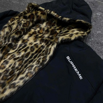 SUPREME Summer Faux Fur Reversible Hooded Track Jacket Black Size