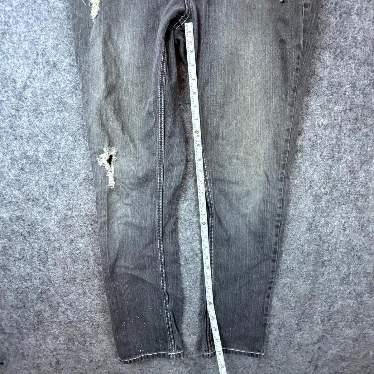 Mossimo Supply Co Skinny Jeans Womens 17 Gray Distressed Fleur De Lis Embroidery View 5
