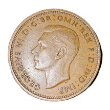1946 UK Half Penny | Unique Black & Bright Brown Patina | Strong Ship Contrast
