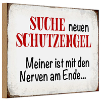 Holzschild Spruch 30X20Cm Suche Neuen Schutzengel WeißEs Schild