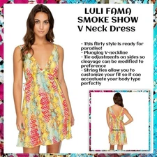 LULI FAMA SMOKE SHOW V Neck Short Dress $140.00