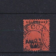 GOLD COAST , 1902, SG48 TYPE 6 20s PURPLE & BLACK/RED, USED CV £325+