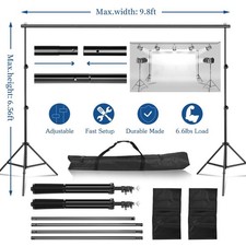 Adjustable Background Crossbar Kit Support Stand Photography Backdrop Black