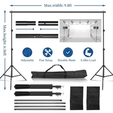 Adjustable Background Crossbar Kit Support Stand Photography Backdrop Black