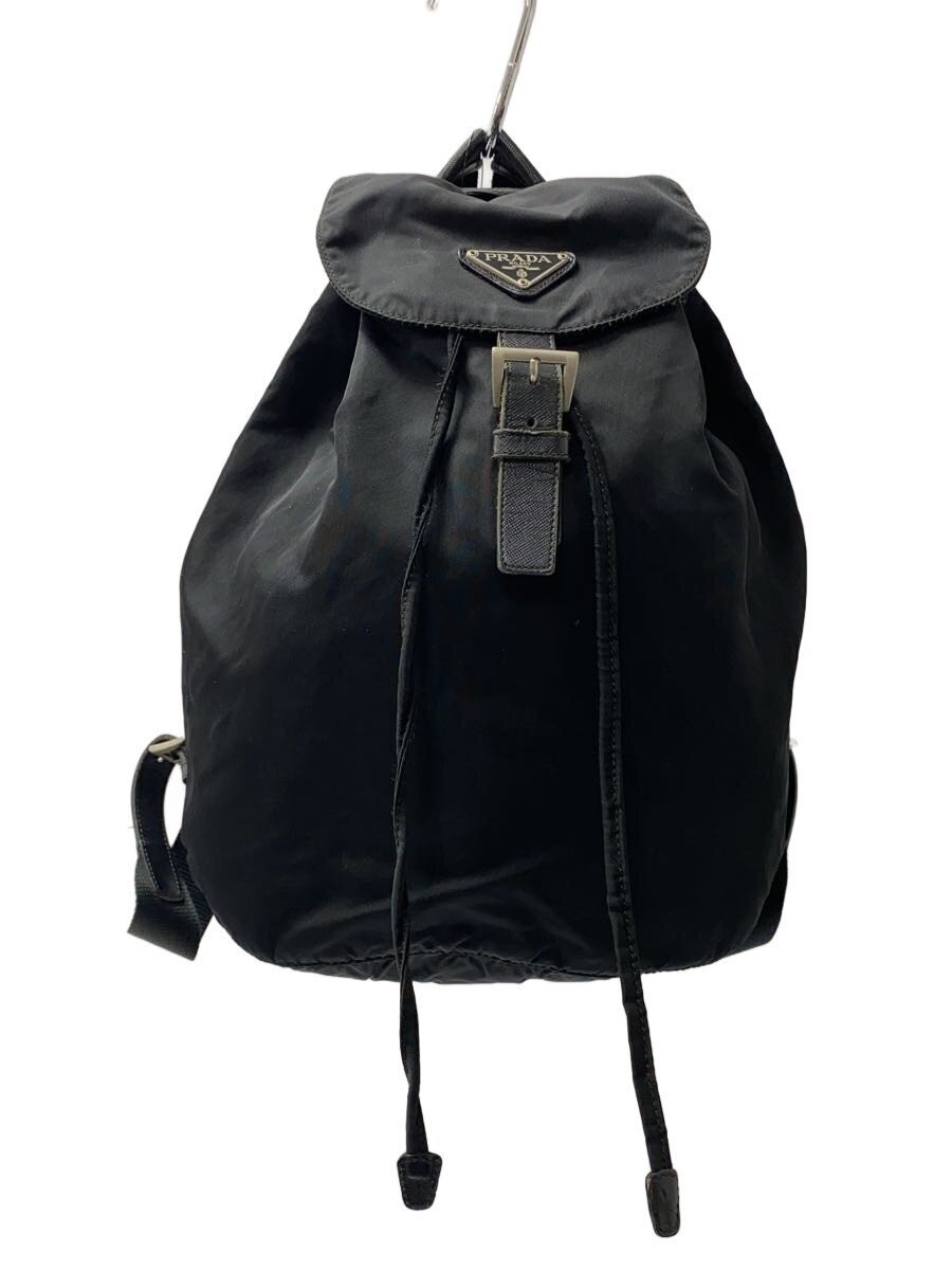 PRADA Triangle Plate Drawstring Backpack Nylon BL… - image 1