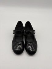 So Danca Black Patent Leather Tap Shoes Girls Size 13.5 S Hook Loop Strap TA37