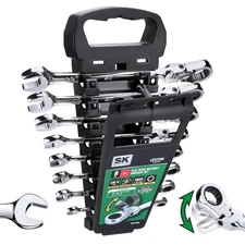SK Flex-Head Ratcheting Wrench Set, Combination Wrench Set, 8-Piece, SAE 5/16...