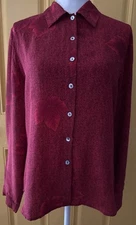 TESS Silk Blouse Red Long Sleeve Size Luxury Feminine Career Size Large