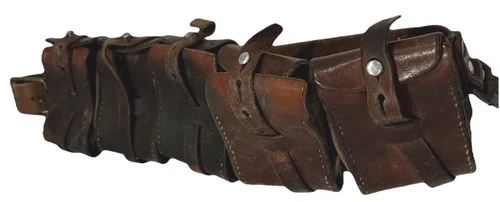WW 1 & 2 Swedish Military M-10 Mauser 5 Pocket Pouch Ammo Leather Belt Bandolier
