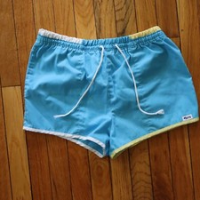 Vintage Laguna Swim Trunks Mens S M 28 30 Blue Mesh Lined 2" Inseam Retro 80s