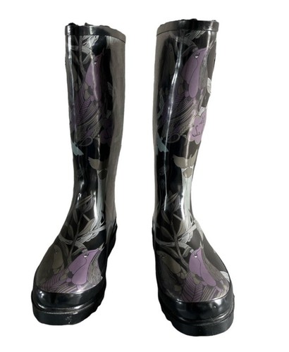 THE SAK Peace Nature Happy Free schwarz lila Regenstiefel Stiefel Gummistiefel Gr. 7 - Bild 2 von 5