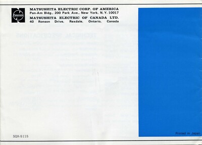 Panasonic High-Fidelity Speaker System operating instructions