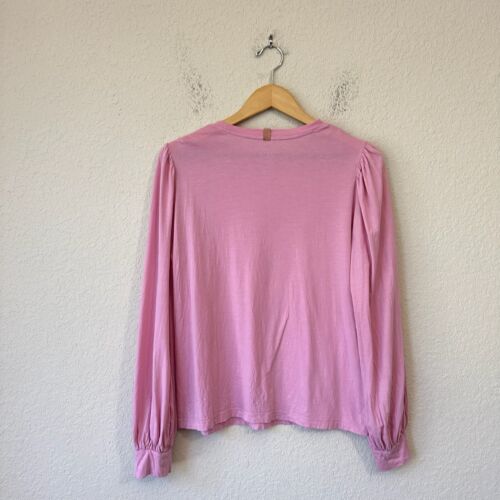 LUNYA Crew Neck Tee Womens M Pink Organic Pima Cotton LS Minimalist Cozy Sheer - Picture 2 of 10