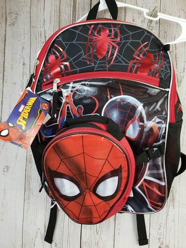 Spiderman Backpack Marvel Bookbag w/Lunch Kit Vintage NWT 2 piece Zipper Pocket - Picture 2 of 12