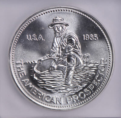 MS68 1985 Engelhard American Prospector 1 Troy Oz Silver Round ICG