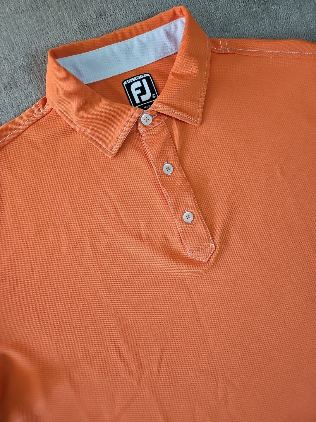 FootJoy Polo T Shirt XL Men's Solid Orange/ White Stitching