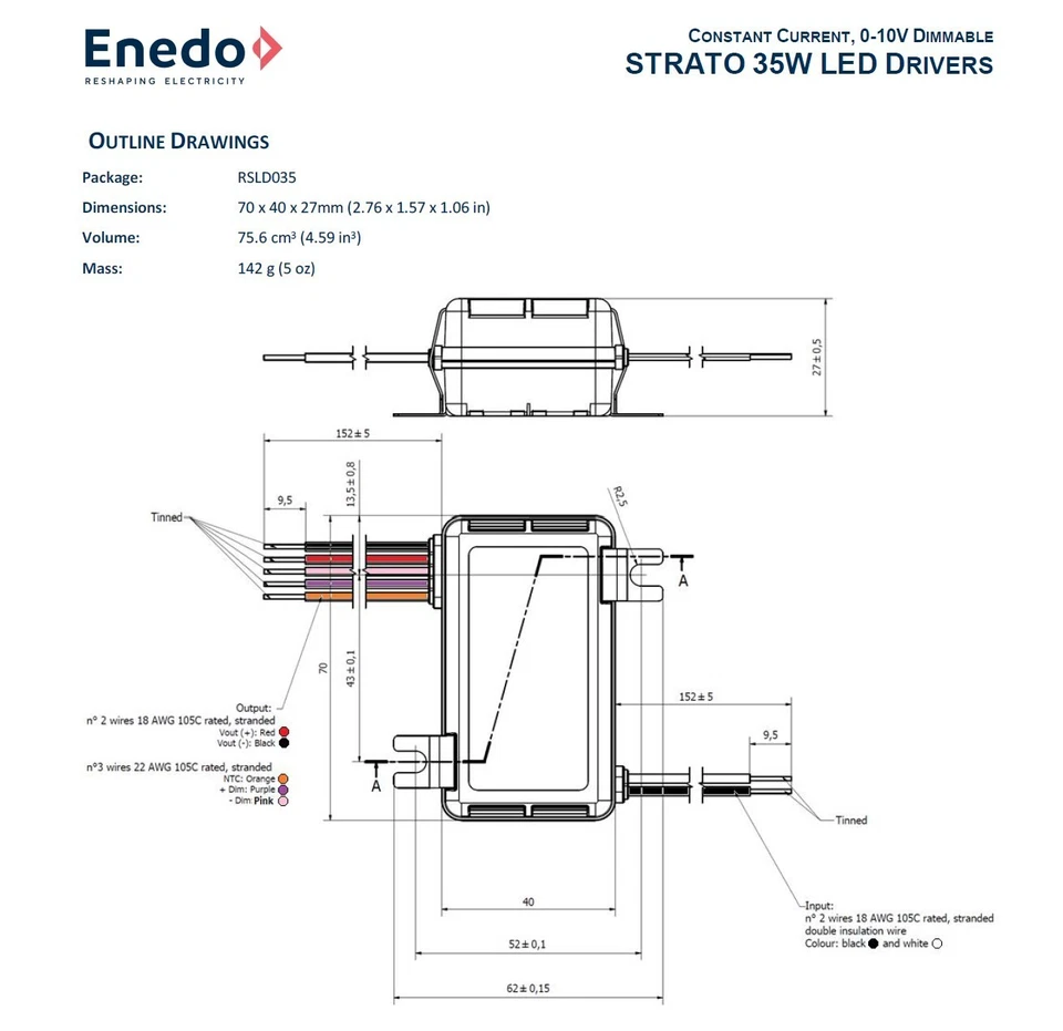ENEDO Stratos RSLD035-12 30W 700mA 0-10V IP64 rated dimmable LED driver - Image 3 of 4