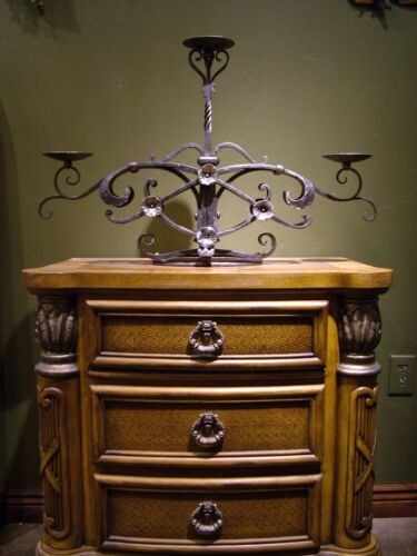 Custom wrought iron candelabra - candle holder with artist's personal touch mark - Picture 2 of 11