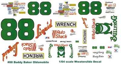  #88 Buddy Baker Liquid Wrench Oldsmobile 1/64th HO Scale Slot Car Decals