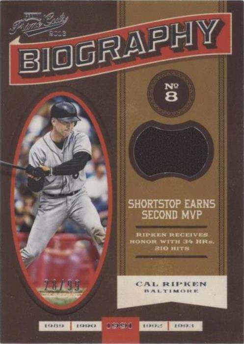 2016 Panini Prime Cuts - Biography Relics Cal Ripken #BIO-CR /99 (MEM ...