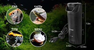 Yaubay Aquarium Internal Filter /Up to 10 Gallon Tanks, 3.3W Power Bio 4 Turtles