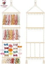 Organizador de diademas bohemio para ni as, colgador de macram  con 30 ganchos
