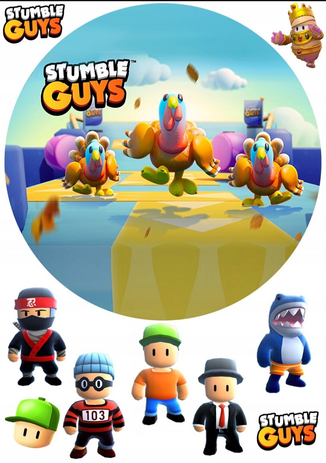 Jogo de fondant Stumble Guys Cake Topper Cake Picture Zuckerbild +