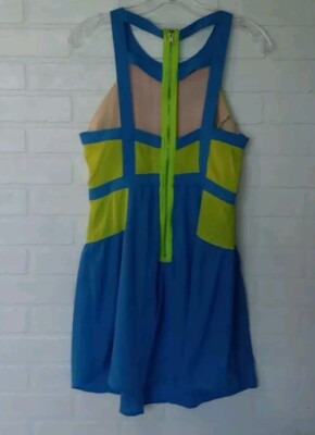 Deja Vu Strap Dress Lime Green Blue Size Medium Women's Cyber Punk | eBay