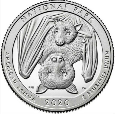 2020 P American Samoa ATB National Park Samoan Fruit Bat U.S. Mint Quarter