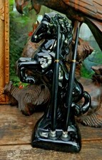 Vintage Desktop Black Rearing Horse Pen Holder Lovely Pottery