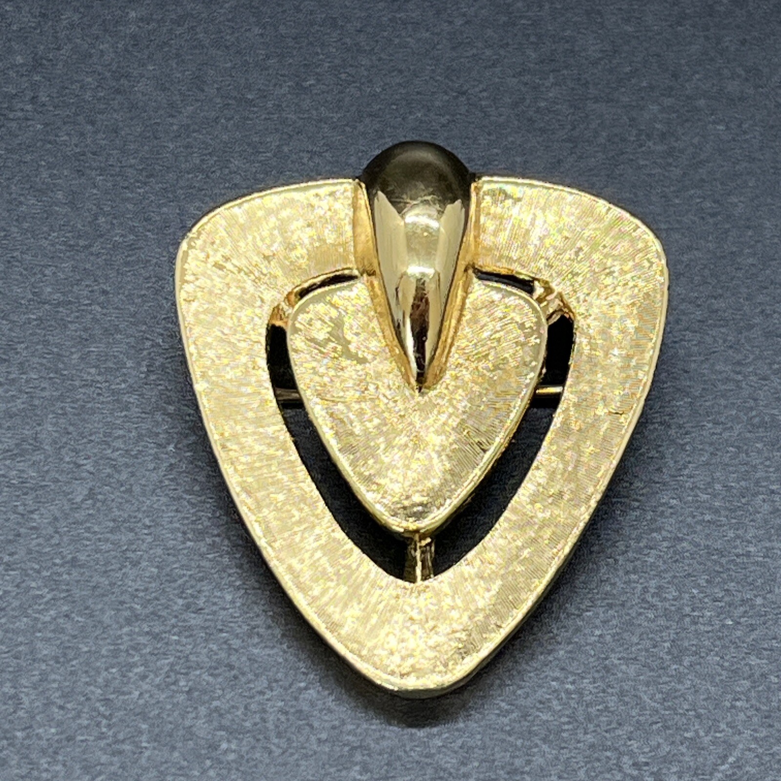 Monet Signed Geometric Textured Gold Vintage Broo… - image 1