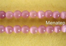 50 6 mm Fiber Optic Cats Eye Beads: Light Pink