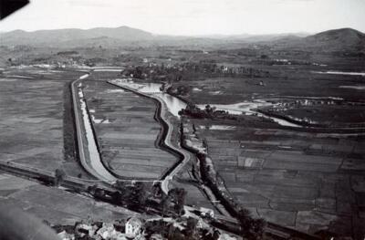 Aerial view of ricefields, in Madagascar early 1900s Old Photo